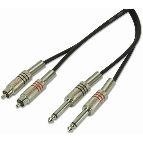 STAGG - 2x Prise Mono 6.35mm (1/4 Pouces) vers Prise Phono 2x (RCA) 3m Noir