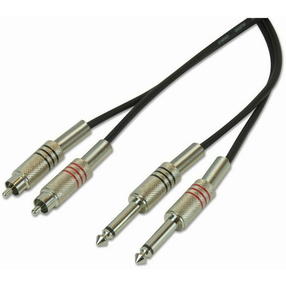 STAGG - 2x 6.35mm (1/4") Mono Jack Plug to 2x Phono (RCA) Plug Lead 3m Black