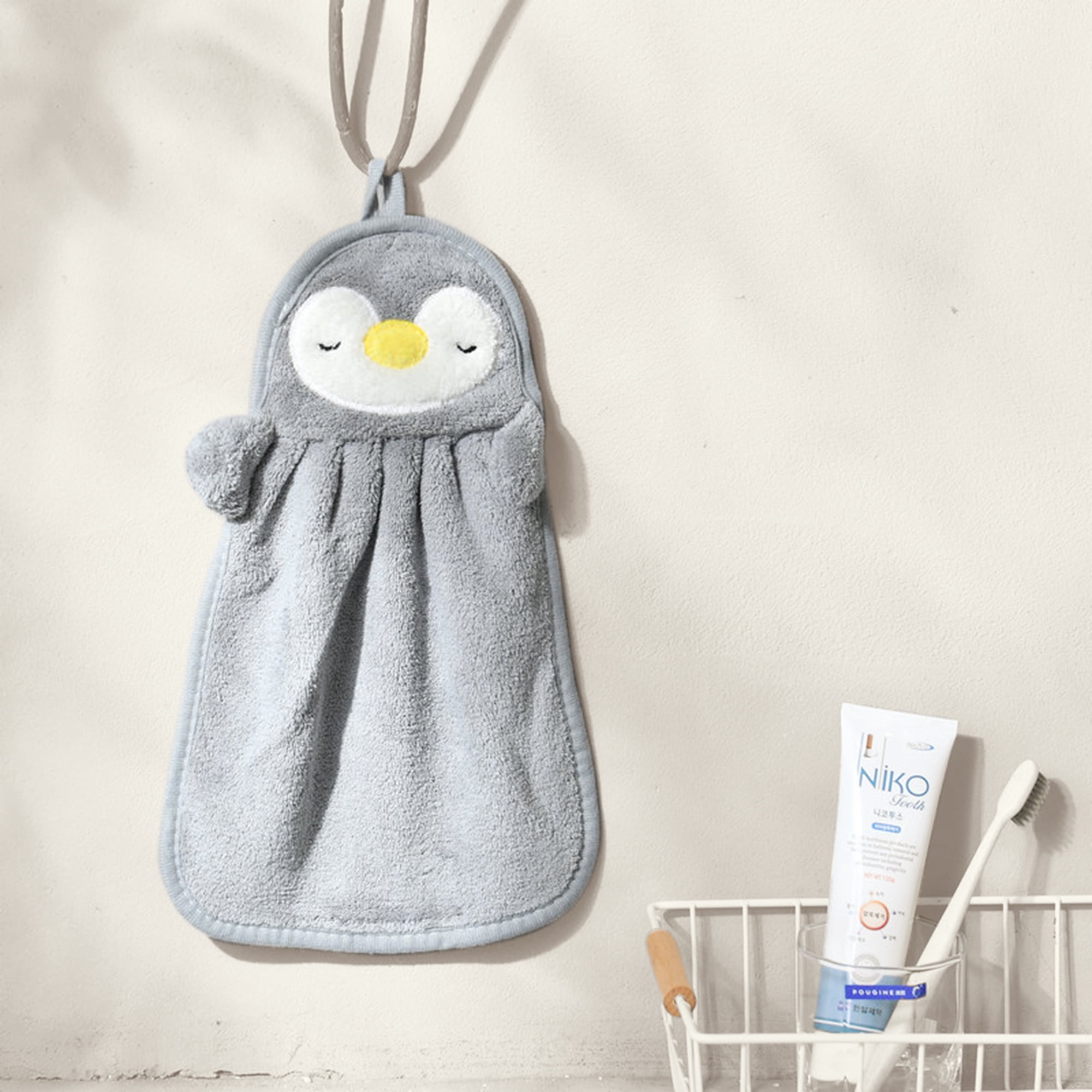 Unique Bargains 6 Pack Cute Animal Hand Towels with Hanging Loop Green-Sheep