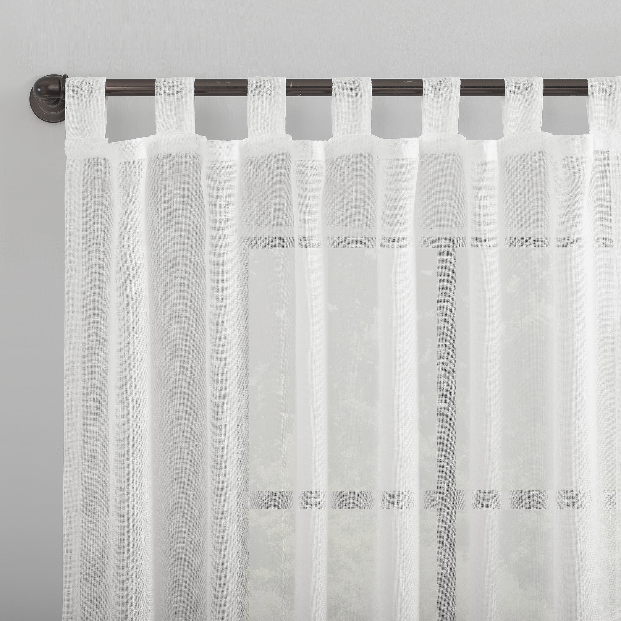 Archaeo Burlap Weave Linen Blend Tab Top Curtain, 50"x63", 50"x63", White