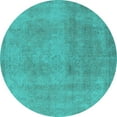thumbnail image 1 of Ahgly Company Machine Washable Indoor Round Oriental Turquoise Blue Industrial Area Rugs, 5' Round, 1 of 4