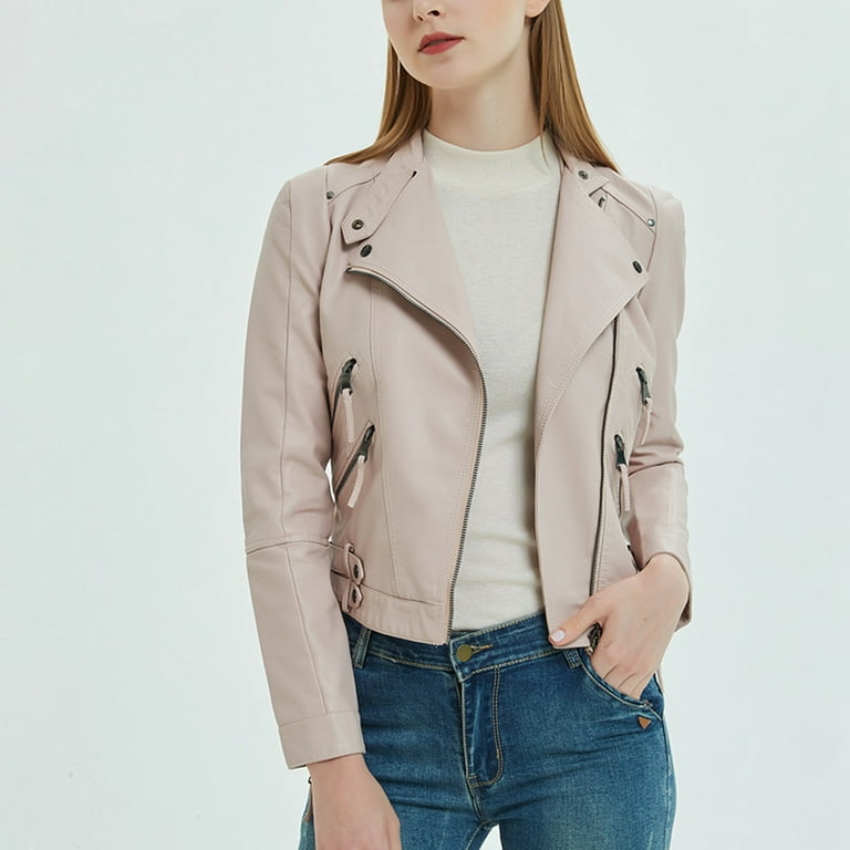 ジャケット ORR Women Suit Jacket HBFAGFB Leather Jacket Women's Motorcycle Zipper Short Slim