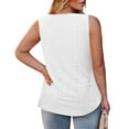 thumbnail image 5 of Brilliant Tank Tops for Women Plus Size Plus Size Tops for Women Solid Color Casual Racerback Square Neck Loose Summer Sleeveless Shirt White XXXL, 5 of 8