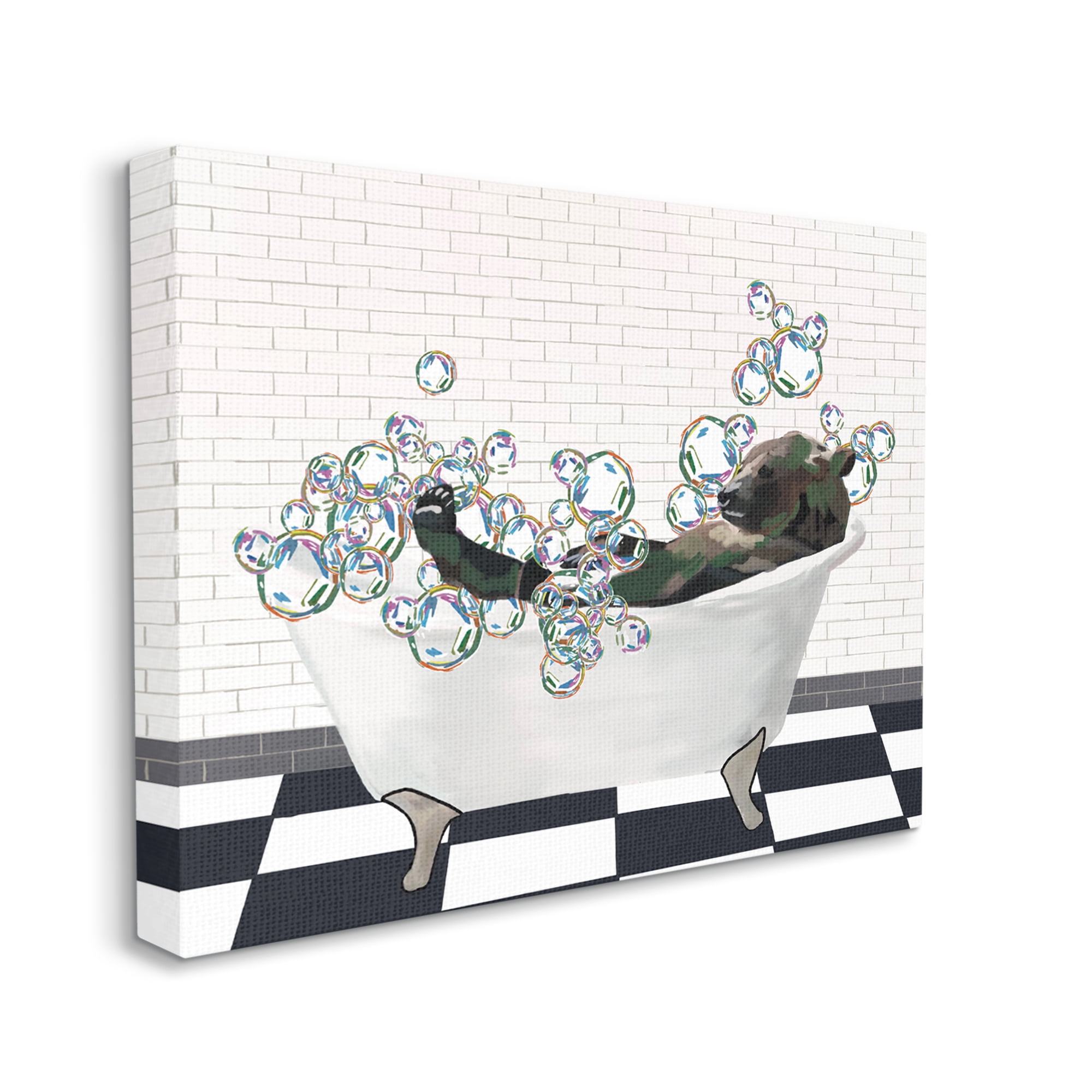 Stupell Industries Bear in Bubble Bath Animals & Insects Painting Gallery Wrapped Canvas Print Wall Art, 30 x 24