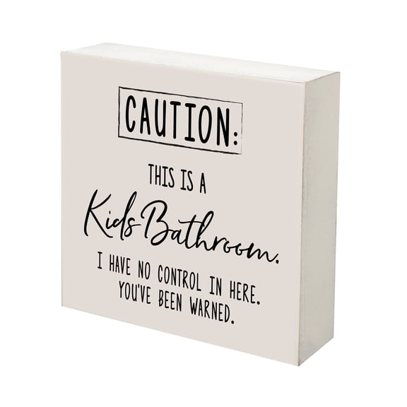LifeSong Milestones 10x10 Shadow Box Caution Kids Bathroom (White)