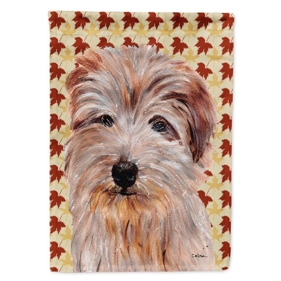 Norfolk Terrier Fall Leaves Garden Flag