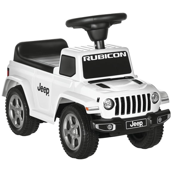 Ride-On Car Jeep Licensed Toy for Toddlers with Storage Trunk and Horn, White PP and Steel, 25 x 11.4 x 16.5 in
