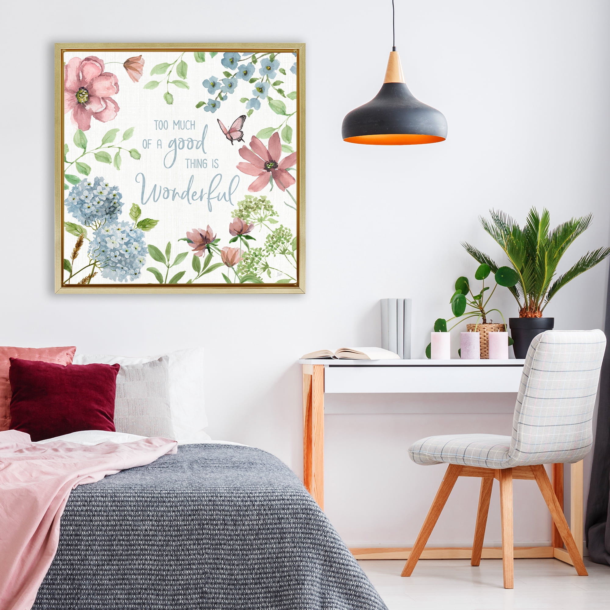 Stupell Industries Too Much Of A Good Thing Gold Framed Floater Canvas Wall Art, design by Nan