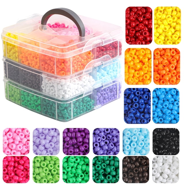 Pony Beads KAKW 3600 unidades de plástico de 6 x 9 mm para pulseras y collares