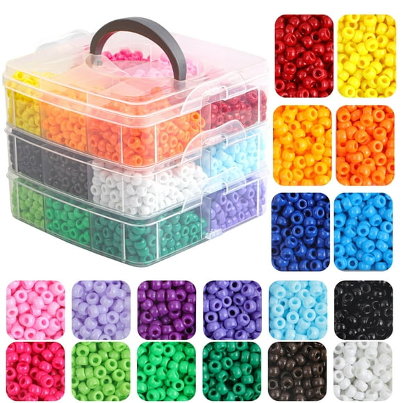 Pony Beads KAKW 3600 unidades de plástico de 6 x 9 mm para pulseras y collares