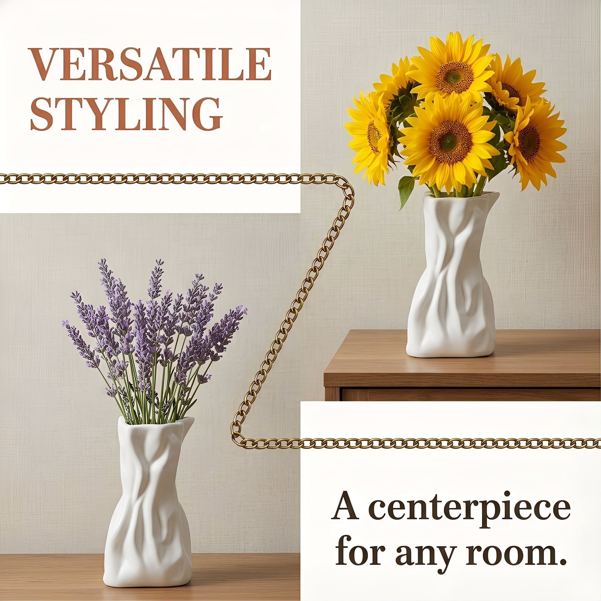 Unique Bargains Geometric Plastic Container Flower Vase White 4.3" x 3.2" x 7.9"