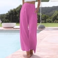 thumbnail image 2 of Jxximdong Palazzo Pants for Women, Daily Elastic Waist Pockets Straight Solid Color Casual Pants Loose Long Trousers, Pink Womens Casual Trousers, 2 of 6
