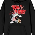 thumbnail image 2 of Tom & Jerry Characters with Hearts and Title Logo Women's Black Graphic Hoodie-5XL, 2 of 7