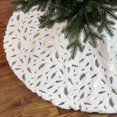 thumbnail image 1 of Falda para árbol de Navidad Yjmei, falda para árbol de Navidad de 48 pulgadas con estampado de plumas bronceadas, falda para árbol de piel sintética de felpa de lujo para decoración de árboles de Navi, 1 of 5