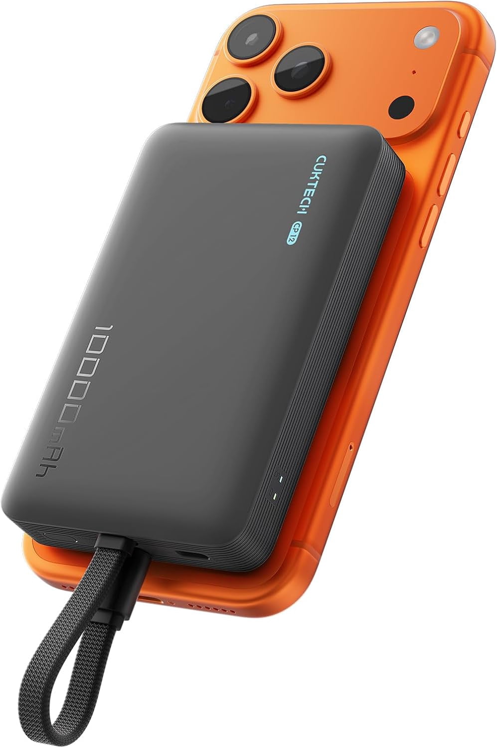 RGHJAR-Magnetic Power Bank, 10000mAh Portable Charger, 20W Fast Charging & 7.5W Wireless, Built-in USB-C Cable, Battery Pack for iPhone 15/16/17 Series, Samsung, for Travel, Work & Daily Use