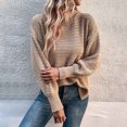 thumbnail image 6 of IROINNID Pullover Sweater for Women Knitted Turtleneck Solid Pullover Long Sleeve Winter Warm Versatile Basic Sweater,Khaki, 6 of 7