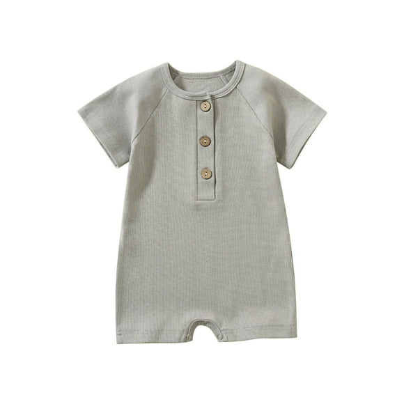 Birdeem Toddler Baby Girls Boys Short Sleeve Solid Color T-Shirt Jumpsuit Romper