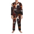 thumbnail image 3 of Salouo Cute Maple Leaf Puppy Print Button-Front Long Sleeve Pajama Set for Men, Soft 2Pjs Men's Long Sleeve Sleepwear-X-Large, 3 of 7