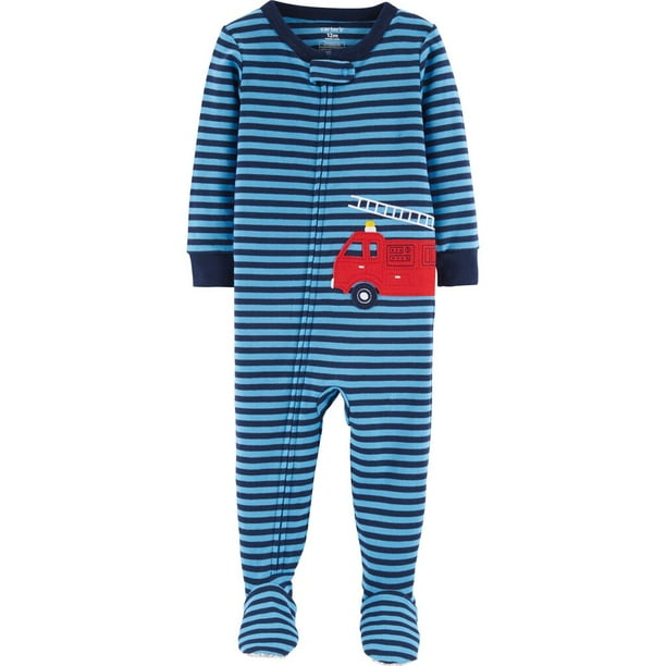 Carter's Baby Boy Carter's Striped Fire Truck Footed Pajamas Blue