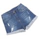 thumbnail image 4 of Pantalones cortos ajustados para mujer, de color liso, con bolsillos y agujeros, de cintura media, rectos, para verano, azul oscuro, XL, 4 of 14
