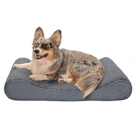 UPC: 0842229118506 | FurHaven | Cooling Gel Ultra Plush Luxe Lounger Pet Bed for Dogs & Cats Gray Medium