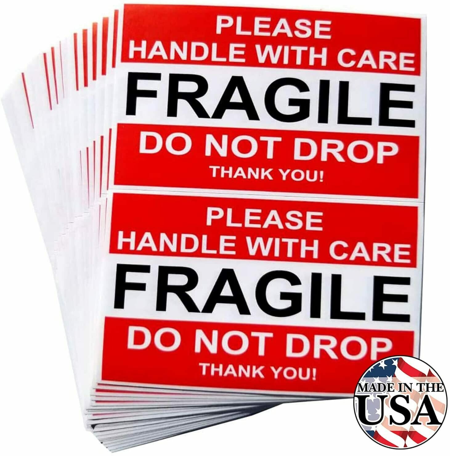 12 PACK 25 x 75mm FRAGILE HANDLE WITH CARE Postage Postal Labels 