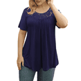 thumbnail image 2 of VERABENDI Women's Plus Size Tops Summer Short Sleeve Lady Tunic Shirts Lace Splicing Blouses,M-4XL, 2 of 6