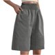 thumbnail image 2 of Karight Bermuda Shorts For Women Knee Length Wide Leg Summer Casual Long Linen Shorts Baggy High Waisted Short With Pockets, 2 of 9
