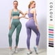 thumbnail image 2 of Conjunto de dos piezas de mallas y Top corto para mujer, conjuntos de ropa de Yoga, trajes de entrenamiento sin costuras de cintura alta, trajes de entrenamiento para Fitness, ropa de gimnasio, 2 of 5
