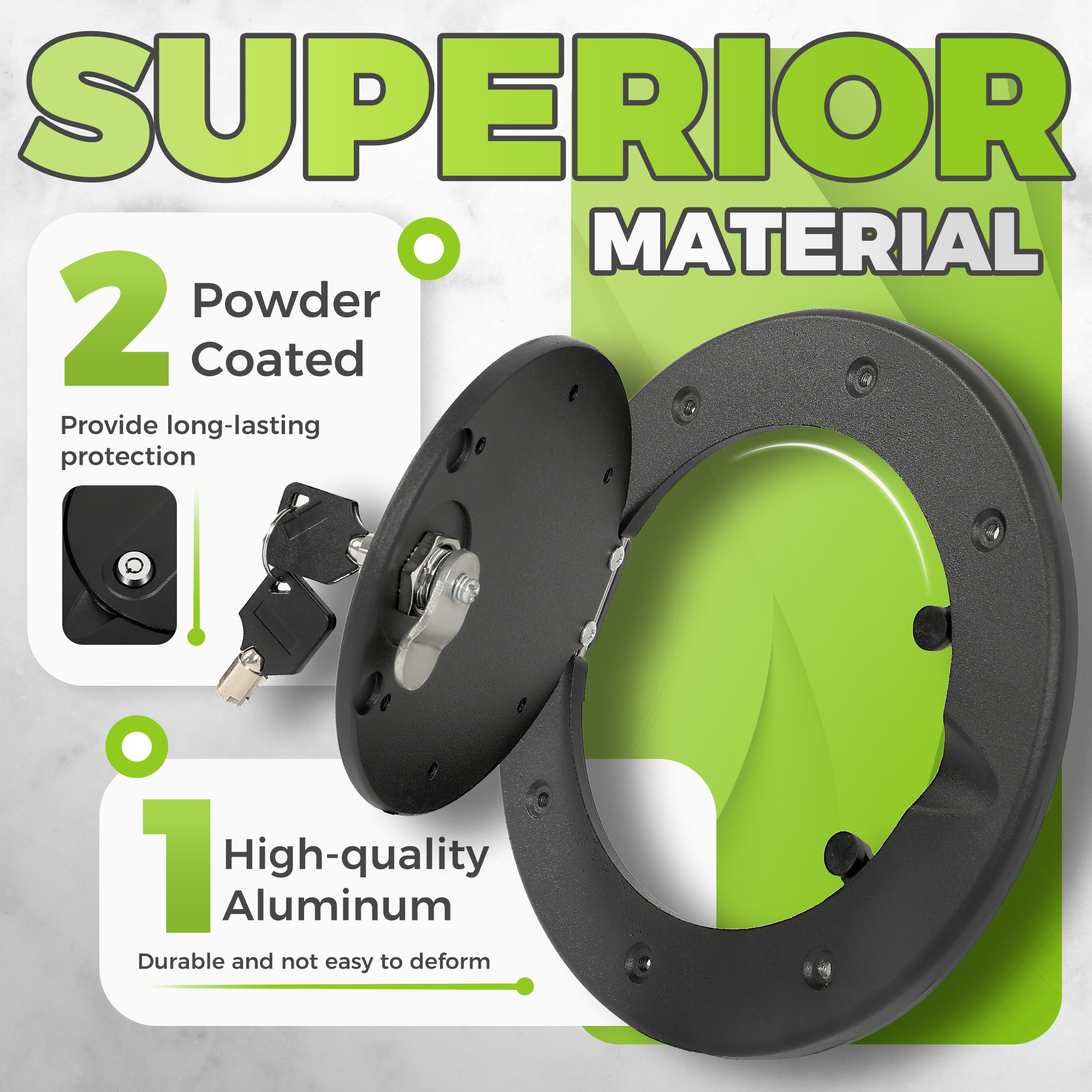 Kojem Locking Fuel Door for 2006-2010 Hummer H3 H3T Gas Cap Cover with Lock Aluminum Exterior Accessories