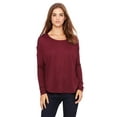 thumbnail image 2 of BELLA + CANVAS Women’s Flowy 2x1 Ribbed Long Sleeve Tee (Maroon, XL), 2 of 2