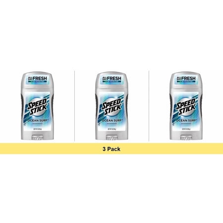 Speed Stick Clear Solid Deodorant 24 HR Ocean Surf 3 OZ - 3 Pack Bundle