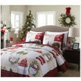 thumbnail image 3 of MarCielo  Christmas Patterned Red and Green 3-piece Quilt Set Queen, 3 of 6
