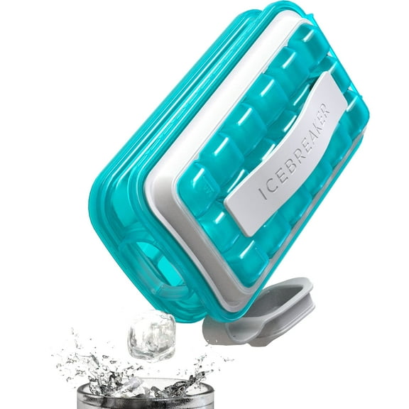 Leakproof Ice Cube Tray with Storage Lid, No Touch Silicone Mold for Freezer, 18 Cubes per Batch 54/Day, Perfect for Cocktails Camping, Blue