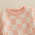 thumbnail image 4 of Okbabeha Toddler Baby Sweater Boy Girl Knit Sweaters Pullover Checkerboard Crewneck Sweatshirt Warm Winter Clothes, 4 of 7