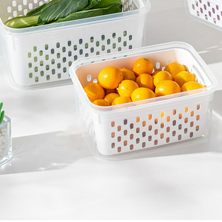 Freezer Food Storage Box,Dual Layers Drain Basket Containers with Lids,Reusable  Freezer Containers for Food Storage - Prep, Store, Freeze,Safe BPA Free 