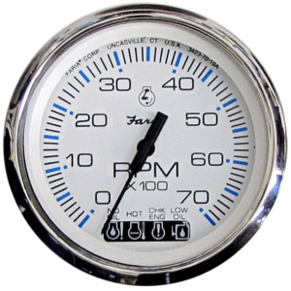 5" White and Stainless Steel Standard Sailboat Deck Tachometer