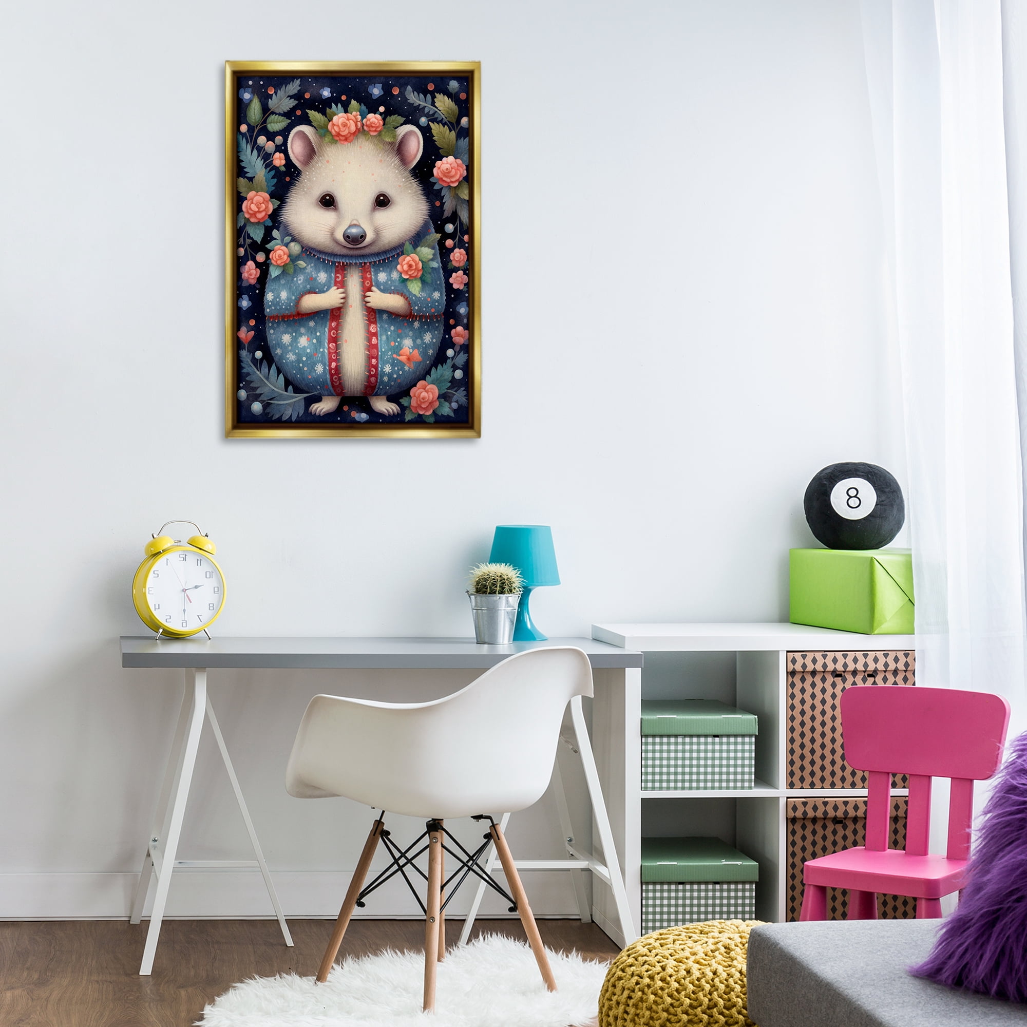 Stupell Industries Woodland Pattern Hedgehog Animals & Insects Painting Gold Floater Framed Art Print Wall Art, 21 x 31