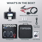 TOPDON BT600 - 12V Battery Tester & 12V/24V System Tester with Built-in Printer, Color Display