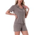 thumbnail image 4 of INSPIRE CHIC Women's Pajamas Button Down Sleepwear Short Sleeve Top with Shorts Casual Lounge Sets XL Brown, 4 of 6