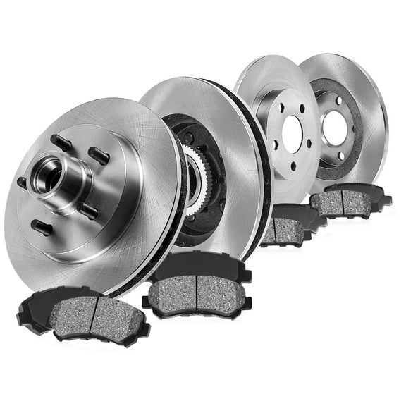 Callahan Brake Parts Brake Kit for Ford Expedition 2000-02 Ford F-150 2000-03 Ford F-150 Heritage 2004 Lincoln Navigator 2000-02 Front and Rear Brake Rotors with Metallic Brake Pads EBYK011411