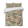 thumbnail image 2 of Beige Spring Floral King Size Down Alternative Comforter,Lightweight Comforter Quilt Bedding Set with Pillow Shams Elegant Pastoral Flowers Birds Watercolor Bed Comforter Duvet Insert 96"x106", 2 of 7