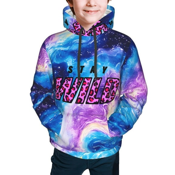 Ben Azelart Stay Wild Hoodies Pullover For Boys Girls 3d Printed Hooded Sweatshirt Long Sleeves Small