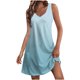 thumbnail image 1 of Vestido de Verano para las Mujeres de Moda Impresión de Bolsillo sin Mangas Cuello en V, Vestido Casual para la Playa Y el Uso Diario, 1 of 1
