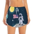 thumbnail image 2 of KLL Astronaut With USA Flag Pattern Shorts Women,Athletic Shorts High Waisted Running Shorts Pocket Sporty Short Gym Elastic Workout Shorts-X-Large, 2 of 7