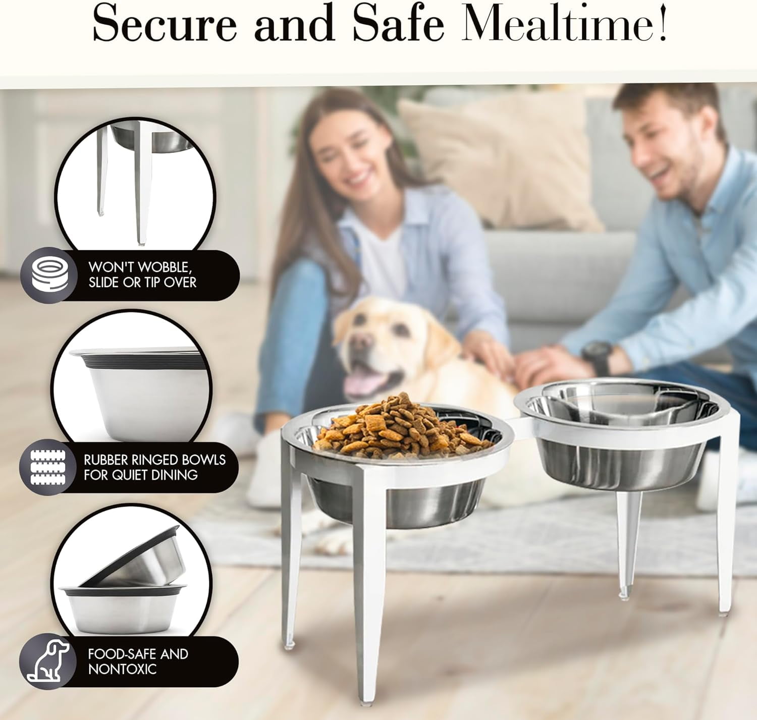 NMN Designs Vision Outdoor/Indoor Elevated Single Diner for Dogs - 10" Tall - Modern Minimalist Metal Dog Bowl Stand - Stylish Raised Pet Bowl for Large Breed - Premium Stainless Steel Bowl