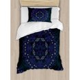 thumbnail image 3 of Dark Blue Duvet Cover Set King Size, Oriental Round Ornate Mandala Lace Style Authentic Eastern, Decorative 3 Piece Bedding Set with 2 Pillow Shams, Dark Blue Violet Blue Coconut, by Ambesonne, 3 of 3