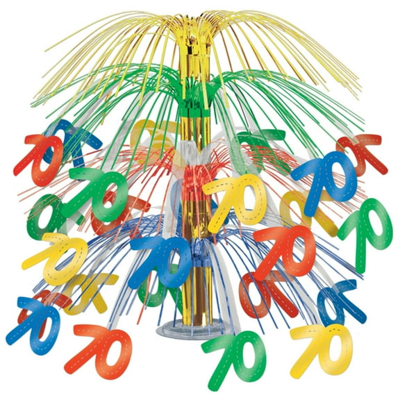 Party Central Pack of 6 Yellow and Green Happy 70th Birthday Party Cascading Table Centerpieces 18"