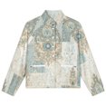 thumbnail image 4 of Jackets for Women Winter Coat Jackets Flannel Stand Collar Jacket(Elegant Blue Gold Damask Pattern,Size:S-4XL), 4 of 7