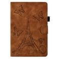 thumbnail image 7 of ELEHOLD Flip Leather Case for Fire HD8/HD8 Plus(12th Generation 2022),Butterflies Tower Pattern Card Slots Auto Wake/Sleep Kickstand Function Multi-Functional Shockproof Slim Case,Brown, 7 of 7